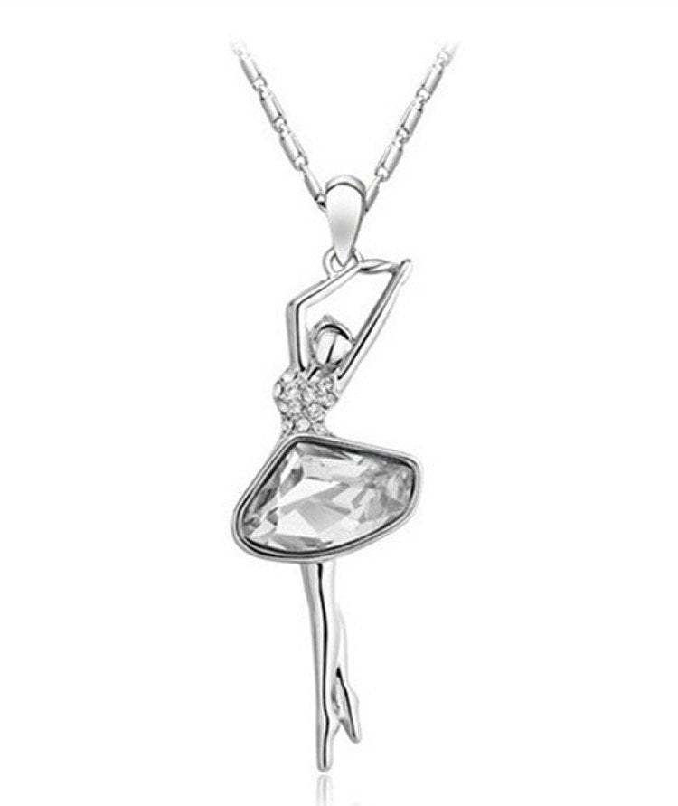 Alloy pendant European and American fashion ballerina crystal necklace Small jewelry   201