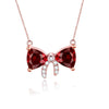 0.3ct Red Garnet Cute Bowknot Necklaces & Pendants Certified 925 Sterling Silver Women's Jewelry with Free Box 40% FN041