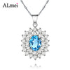 0.8CT Natural Blue Topaz Princess Diana Wedding Pendant Necklace Female Pure 925 Sterling Silver Jewelry with Box 10%CN001