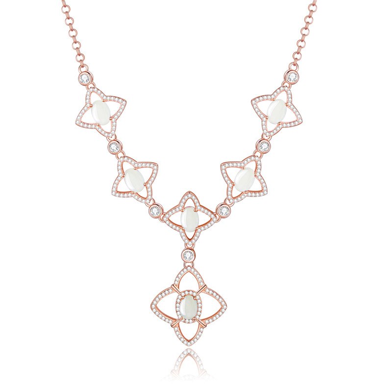 1ct Nephrite Jade Rhinestone Star Collar Necklace Statement Wedding Jewelry Maxi Necklaces for Women Free Box 40% FN089