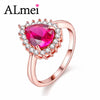 1ct Pink Topaz Wedding Rings Silver 925 Rose Gold Color Costume Jewelry for Women Anel Feminino with Gift Box 40% FJ016