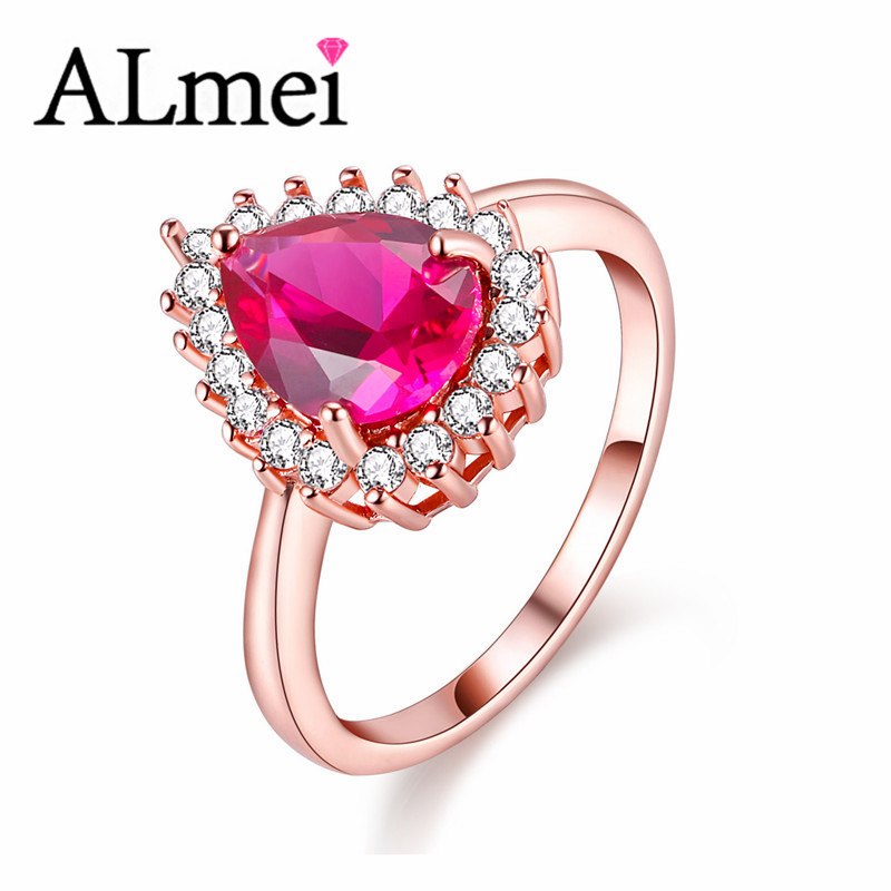 1ct Pink Topaz Wedding Rings Silver 925 Rose Gold Color Costume Jewelry for Women Anel Feminino with Gift Box 40% FJ016