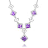 1ct Square Purple Amethyst With Tiny Austrian Crystal Surround Pendant Necklace for Valentine' Gift Free Box 40%FN051