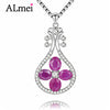 2.4ct Ruby Guitar Instruments Pendant Necklace Silver 925 Neck Jewelry Decorations for Women Birthd Gift with Box CN061