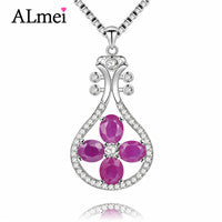 2.4ct Ruby Guitar Instruments Pendant Necklace Silver 925 Neck Jewelry Decorations for Women Birthd Gift with Box CN061