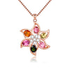 2.4ct Tourmaline Vintage Antique Silver 925 MultiColor Crystal Beads Big Flower Pendant Jewelry Necklace with Box CN026