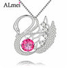 2.5ct Pink Topaz Sweet Cute White Swan Necklace Genuine 925 Sterling Silver Women Jewelry Birthd Present with Box CN051