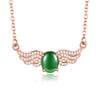 2.5ct Rose Gold Color Beard Green Jasper Angel Pendant Clavicle Necklace 925 Sterling Silver Jewelry with Box 40% FN085