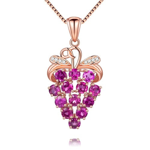 2.6ct Pyrope Garnet Natural Crystal Grape Pendant Silver 925 Rose Gold Color Women Beauty Necklace Jewelry with Box CN058