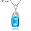2020 10ct Cushion-Cut Genuine Sky Blue Topaz Pendant Necklace 925 Sterling Silver 45cm Box Chain Fine Jewelry 40% FN005