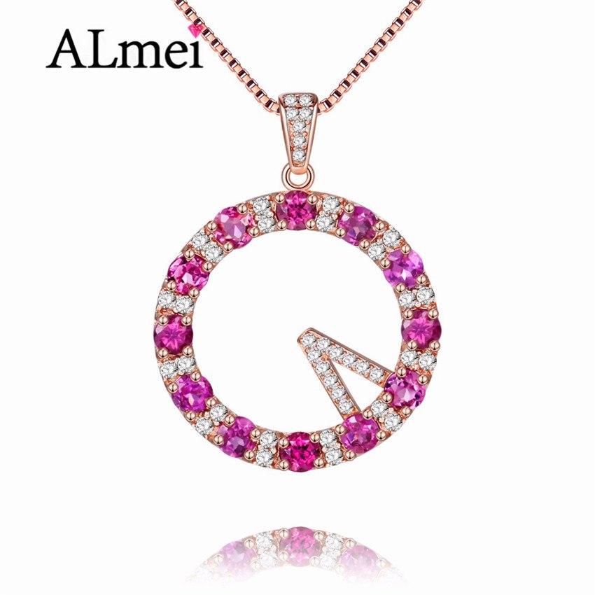 2020 2.4ct Pyrope 925 Sterling Silver Hearts Of Brand Clear Round Necklace Red Rhinestone Pendants for Women CN027