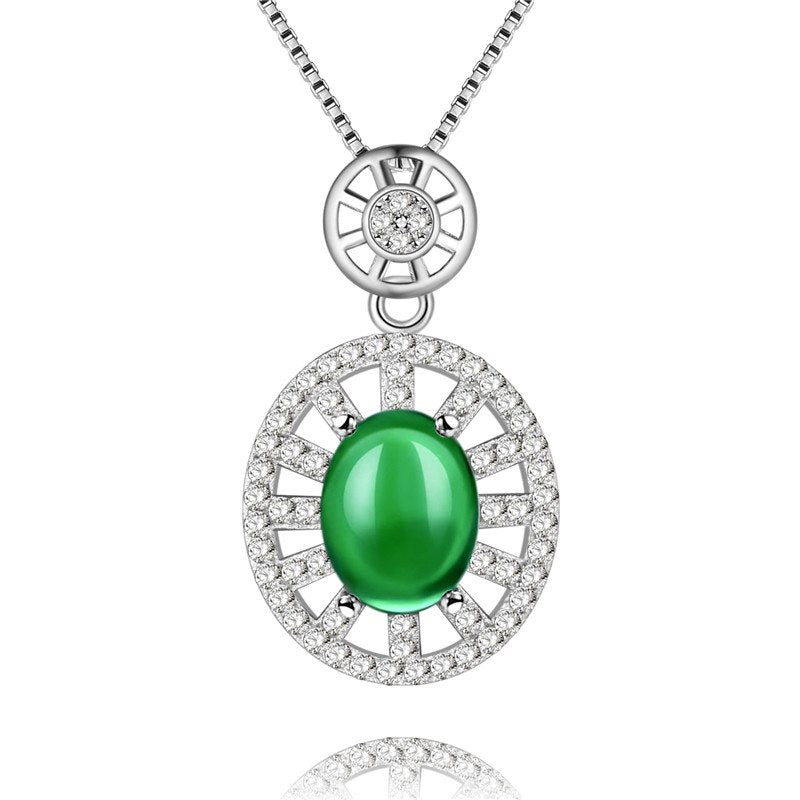 2020 3ct Chalcedony Summer Lemon Women S925 Green Crystal Stone Statement Charm Necklace with Chain for Mom Women FN087