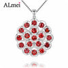 2020 7.2ct Long Big Flower 32mm*32mm Garnet 925 Sterling Silver Red Gemstone Pendant Fine Jewelry for Women CN052