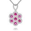 2020 Genuine 925 Silver Cute Flower Pendant Necklace with Garnet Zircon Stone Wedding Jewelry for Women CN028