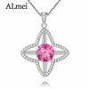 2020 Women 925 Sterling Silver Necklace Red Topaz Four Point Star Pendant Necklaces Party Jewelry Gift Free Box 40% FN021