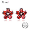 2ct Red Garnet Flower Stud Earring Female 925 Pure Sterling Silver Small Lovely Earrings Anti-allergic with Box 10% CR003