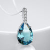 40% Off Pendant Blue Cubic Zirconia For Women 925 Sterling Silver Long Necklaces Pendants Jewelery With Chain Box WA041