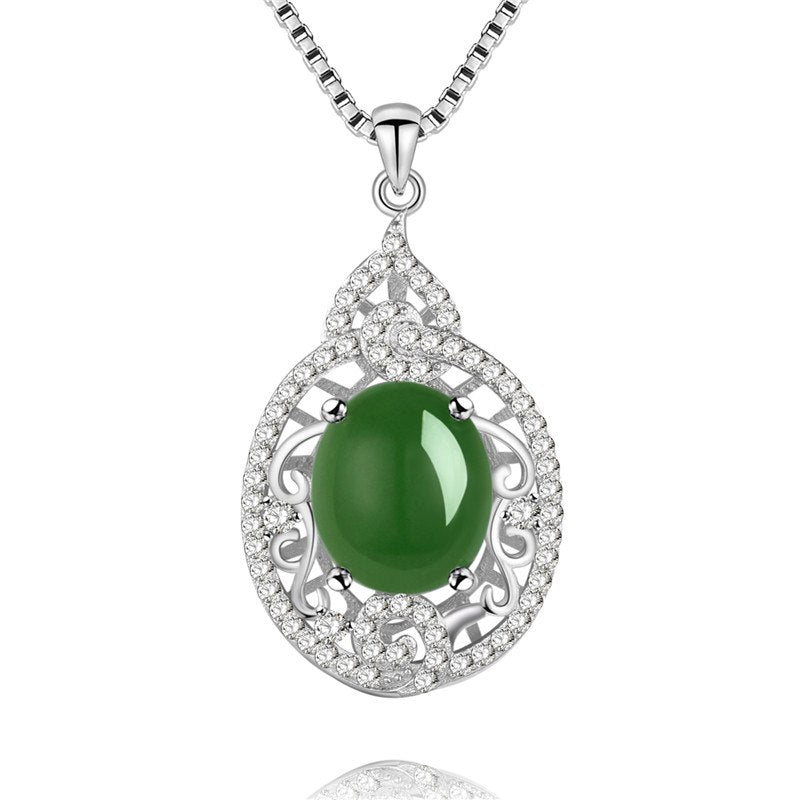 5ct Jasper Natural Stone Beads Statement Necklaces Pendants 925 Sterling Silver Fine Jewelry for Women Free Box 40% FN086