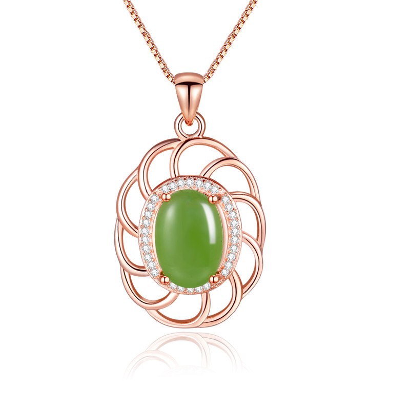 5ct Light Green Jasper Big Leaf Pendant & Necklace 925 Sterling Silver Women Vintage Jewelry Natural Stone Free Box FN074