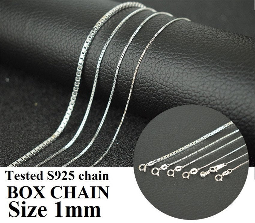 925 Sterling Silver Box Snake Twisted Singapore Link Rolo Figaro Rope Chain Size 1mm Length 40cm 45cm Match with Pendant