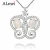 925 Sterling Silver Snow white Butterfly Fire Opal Necklace Animal Butterfly Pendant Jewelry for Women with Box CN015