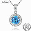 Blue Topaz Halo Solitaire 925 Sterling Silver Necklace & Pendant 18 Inches Style Summer Jewelry for Women 40% FN007