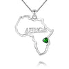 Diopside Hiphop Africa Map Hollow Necklace Silver 925 Pendant Gift for Men/Women Ethiopian Jewelry Trend with Box CN063