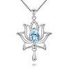 Female 1.2ct Blue Topaz 925 Sterling Silver Lotus Necklaces & Pendants for Women Elegant Dandelion Flower with Box CN055