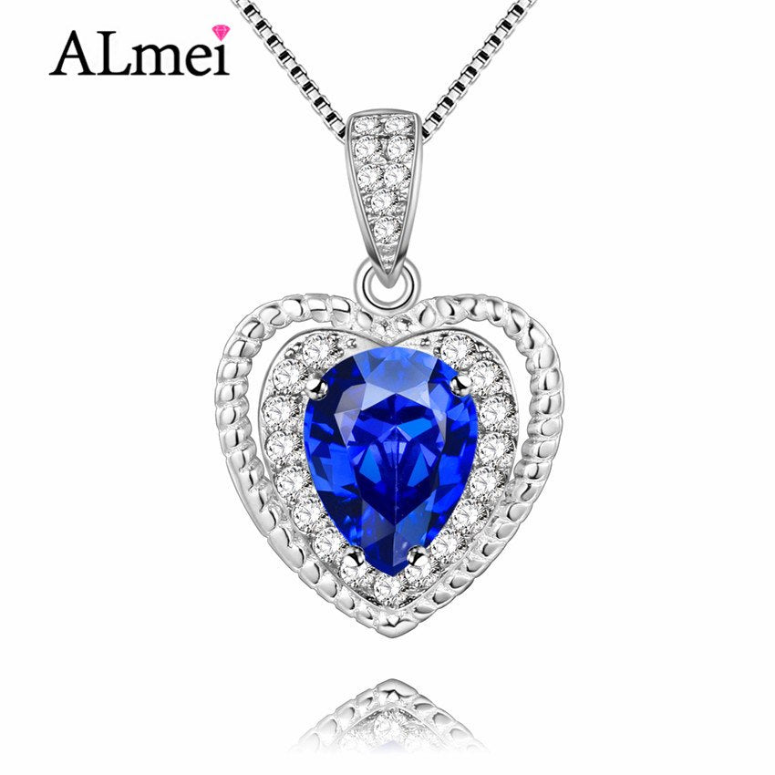 Natural Heart Tanzania Color Topaz Pendants Women 925 Sterling Silver Pendant 18'' Necklaces Gift Free Box 40% FN017