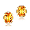 Oval Ro Yellow Cubic Zirconia Silver 925 Sterling Stud Earring Costume Jewelry for Women with Free Gift Box LR006