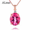 Red Topaz Stone Rose Gold Color Elegant Simple Charm 925Sterling Silver Jewelry for Women Birthd Gift with Box 40% FN002