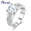 S From Us Rhinestone Silver Color Rings for Women Jewelry Female Ring With White Stone Anillos Large Size 10 Y006