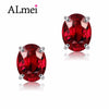 Silver 925 Garnet Crystal Stud Earrings for Women Red Jewelry with Natural Stones Earings Brincos Aneis with Box 40% FR010