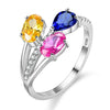 Unique Design Mona Lisa Ring Silver 925 Female Wedding with Colorful Rhinestone Citrine Sapphire Topaz with Box 40% FJ058