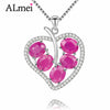 Women 5pcs 0.8ct Ruby Leaf Pendant Silver 925 Sterling Necklace Bohemian Natural Plant Maxi Long Necklace with Box CN025