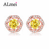 Yellow Citrine Wintersweet Titoni Rose Gold Color Flower Earrings 925 Sterling Silver Wedding Jewelry with Box 40% FR008