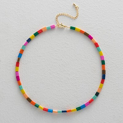 Amaiyllis Bohemia Seasnail Pendant Choker Necklace For Women Beach Colorful Beads Strand Choker Collar Handmade Clavicle Chain