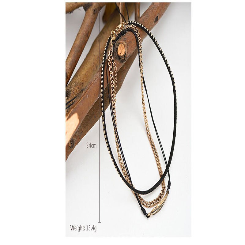 Amaiyllis Design 3 layer Chains Stack Choker Necklaces For Women Vintage leaf Charm Choker Collar Simple Clavicle Necklaces