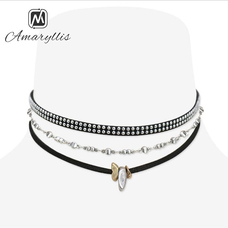 Amaiyllis Simple DIY Statement Metal Chain Choker Necklace For Women 3 Pieces/set Punk Rope Chain Choker Collar Clavicle Collier