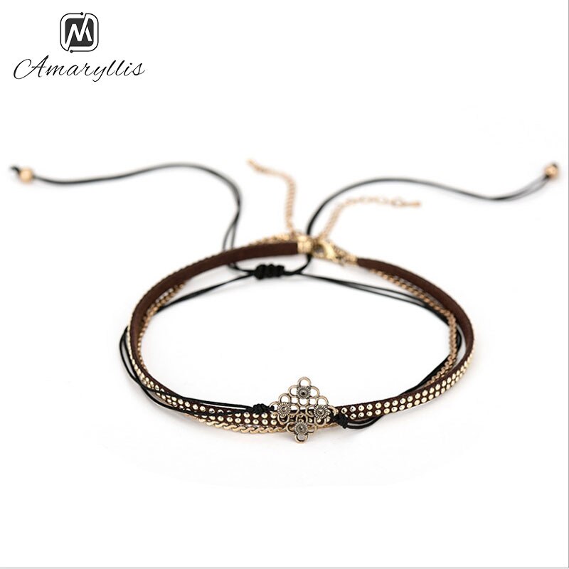 Amaiyllis Vintage 3 Pieces/set Rope Chain Choker Collar For Women Free Wear Handmade Clavicle Collar Geo Charm Short Necklace