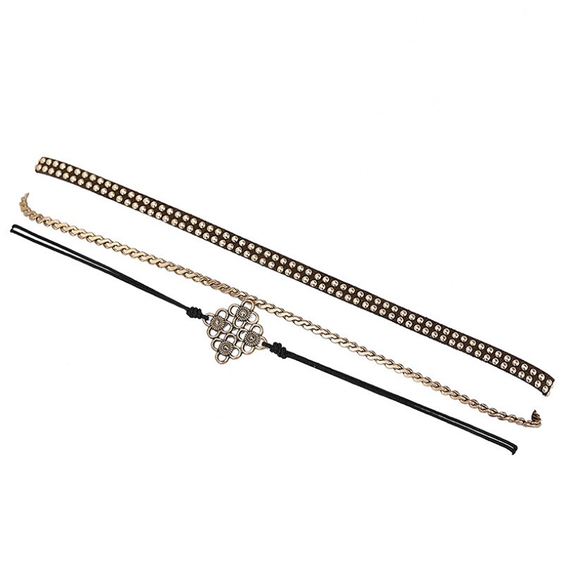 Amaiyllis Vintage 3 Pieces/set Rope Chain Choker Collar For Women Free Wear Handmade Clavicle Collar Geo Charm Short Necklace