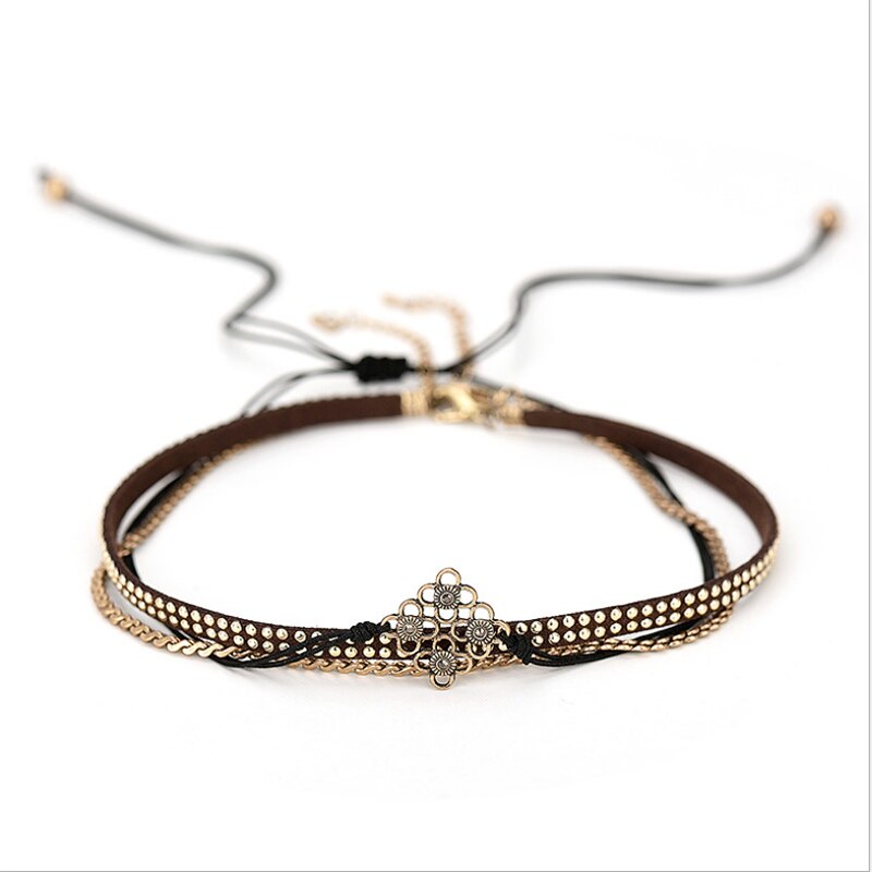 Amaiyllis Vintage 3 Pieces/set Rope Chain Choker Collar For Women Free Wear Handmade Clavicle Collar Geo Charm Short Necklace