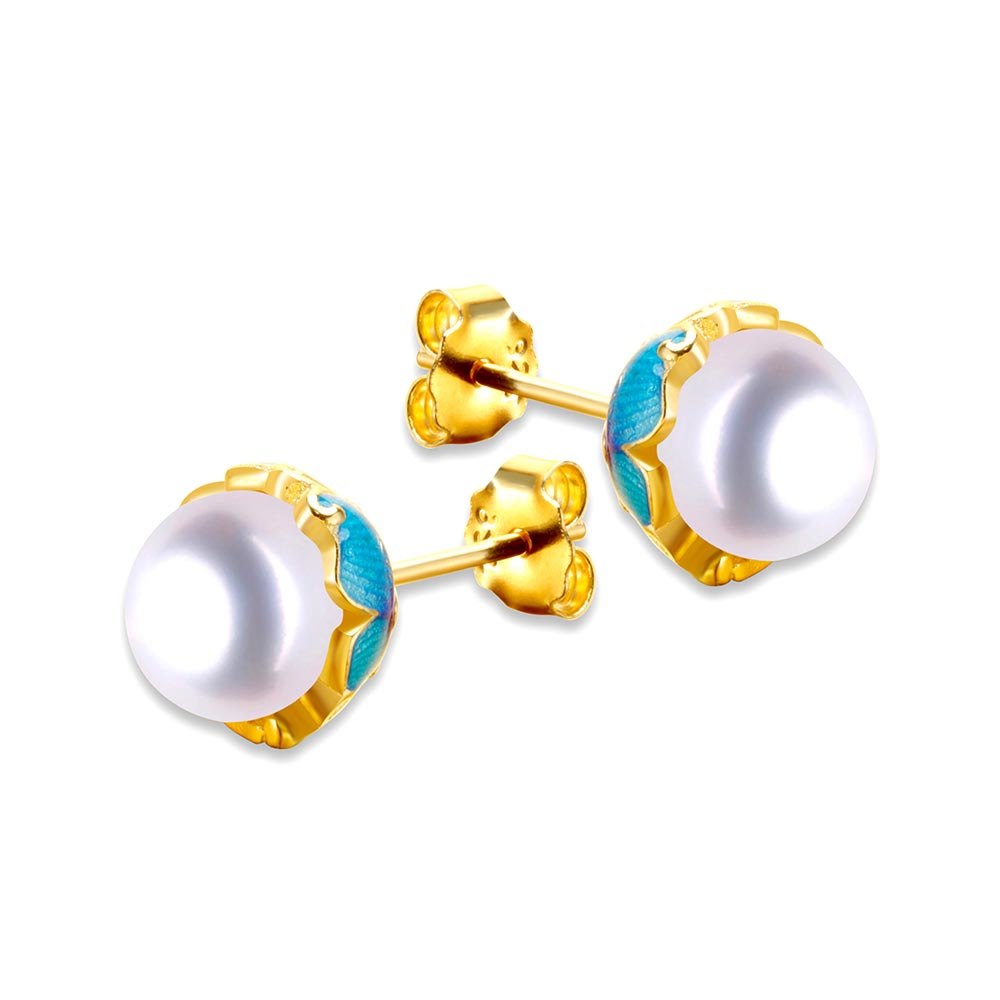 Amazing Brand New Rose Gold Sliver Stud Earrings With 8mm Real Natural Freshwater Pearl Quality Party Jewelry 4 colors