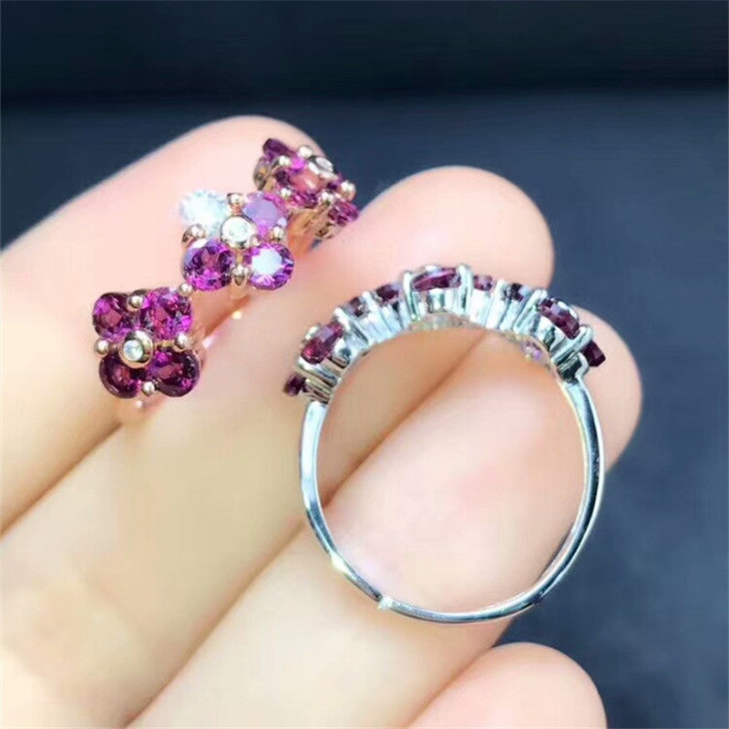 Amber Earrings Pendant Necklace Set 925 Sterling Silver Amber Jewelry Purple Woman Bride Original Fashion Three Four-Leaf Clover