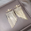 America Jewelry  14K Gold Plating Gold Tassels Front Back Wearing Earrings Elegant Women's Party Accessories