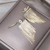 America Jewelry  14K Gold Plating Gold Tassels Front Back Wearing Earrings Elegant Women's Party Accessories