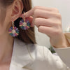 America Jewelry  Color Zircon Exaggerated Daisy Flower Earrings Elegant Women's Holiday Party Accessories