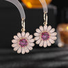 America Jewelry  Color Zircon Exaggerated Daisy Flower Earrings Elegant Women's Holiday Party Accessories