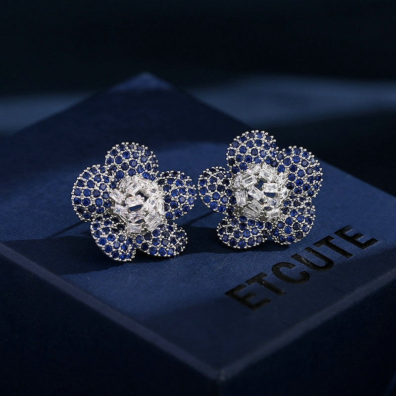 America selling Jewelry  Color Zircon sweet Daisy Flower Earrings Elegant Women's Holiday Party Accessories
