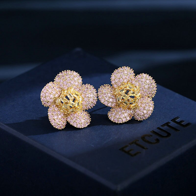 America selling Jewelry  Color Zircon sweet Daisy Flower Earrings Elegant Women's Holiday Party Accessories